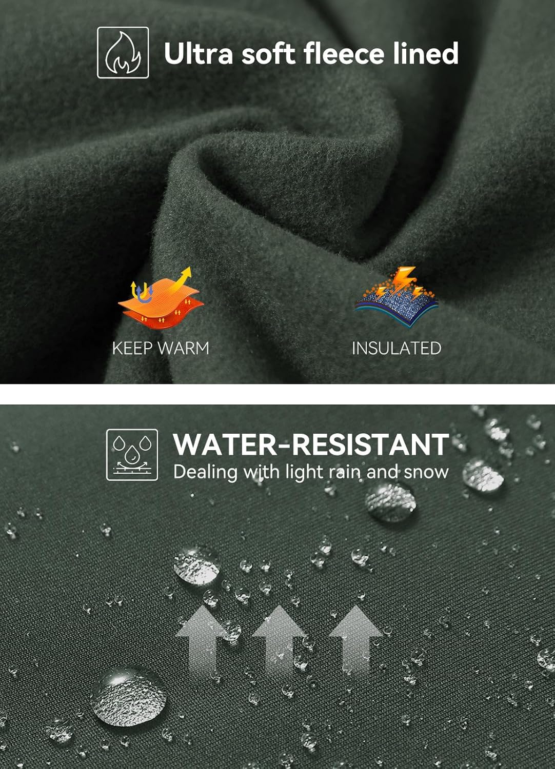 SMZ Women's Fleece Lined Leggings Water Resistant Thermal Winter Warm Tights High Waisted with Pockets Running Gear