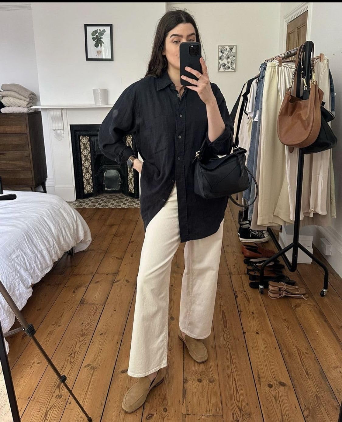 SMZ Womens Linen Button Down Shirts Long Sleeve Cotton Gauze Tops Casual Collared Blouses Loose Fit