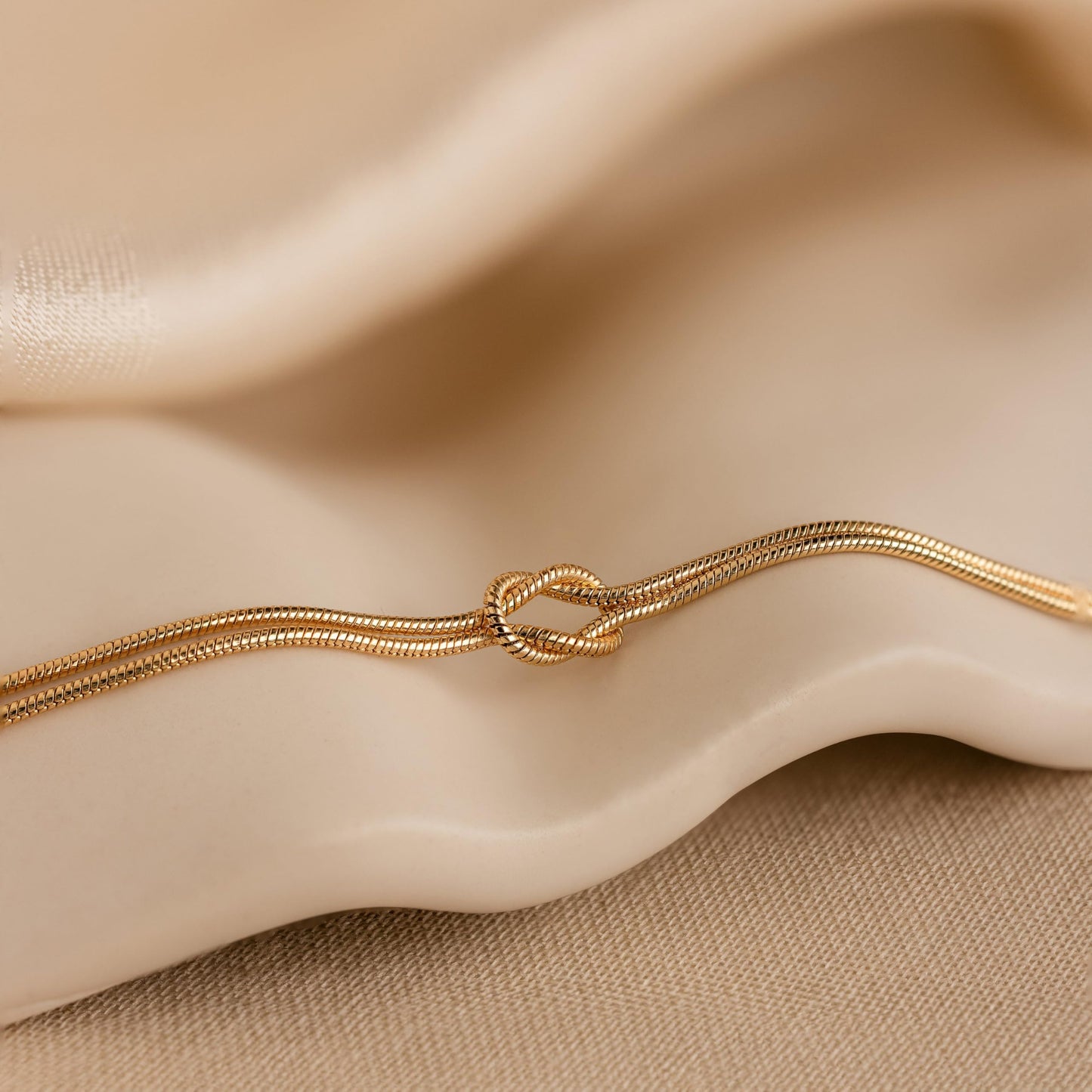 Gold Bracelets for Women 14K Real Gold Plated Love Knot Bracelet Dainty Snake Chain Infinity Bracelet Adjustable Gold Jewelry Gifts for Women