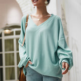 Women's Casual Sweater Pullovers Long Sleeve V Neck Sweater