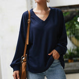 Women's Casual Sweater Pullovers Long Sleeve V Neck Sweater