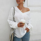 Women's Casual Sweater Pullovers Long Sleeve V Neck Sweater