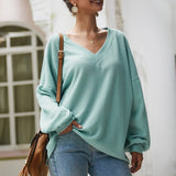 Women's Casual Sweater Pullovers Long Sleeve V Neck Sweater