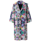 Vintage Print Slim Embroidery Women's Trench Coats
