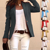 Solid One Button Coat Slim Office Women's Blazers