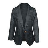 Solid One Button Coat Slim Office Women's Blazers