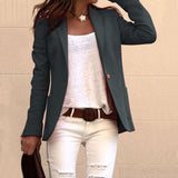 Solid One Button Coat Slim Office Women's Blazers