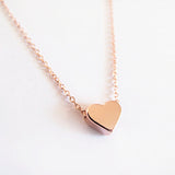 Stainless Steel Rose Gold Color Dainty Heart Pendant Necklaces For Women