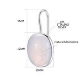 Natural Oval Clear Moonstone  925 Sterling Silver Hook Earring