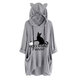 Women Cute Ears Pockets Loose Hoodies