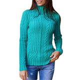 Women Long Sleeve High Collar Pullover Sweater