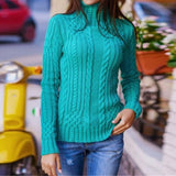 Women Long Sleeve High Collar Pullover Sweater