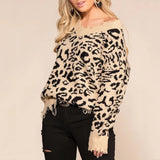 Women Leopard Print Ripped Sweater