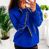 Women Long Sleeve Solid Hooded Pullover Tops