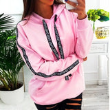 Women Long Sleeve Solid Hooded Pullover Tops