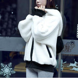 Women  Autumn Winter Warm Plush Hoodie Coat