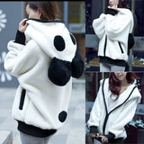 Women  Autumn Winter Warm Plush Hoodie Coat