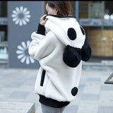 Women  Autumn Winter Warm Plush Hoodie Coat