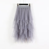 Women Irregular Hem Mesh Tutu Skirt