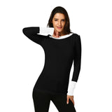 Women O Neck Fight Color Long Sleeve Jumper Sweaters