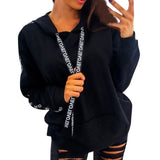 Women Long Sleeve Solid Hooded Pullover Tops