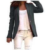 Solid One Button Coat Slim Office Women's Blazers