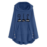 Women Fleece Cat Embroidery Warm Hoodie