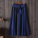 Women Big Bow High Waist Knee Length A Line Skirt