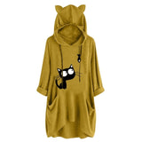 Women Cute Ears Pockets Loose Hoodies