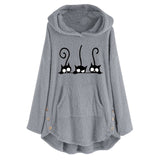 Women Fleece Cat Embroidery Warm Hoodie