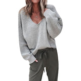 V Neck Long Sleeve Pullovers  Sweater