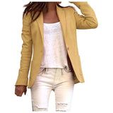 Solid One Button Coat Slim Office Women's Blazers