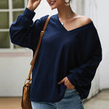 Women's Casual Sweater Pullovers Long Sleeve V Neck Sweater