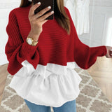 Winter Fashion Ruffled knitted Jumper Sweater