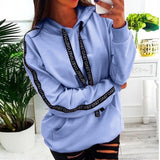 Women Long Sleeve Solid Hooded Pullover Tops