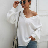 Women's Casual Sweater Pullovers Long Sleeve V Neck Sweater