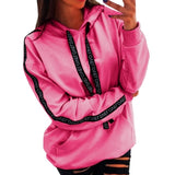 Women Long Sleeve Solid Hooded Pullover Tops